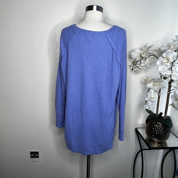 Wildfox Haley Brushed Top V-Neck Long Sleeve Stretch Pullover Purple Women L - Picture 4 of 7